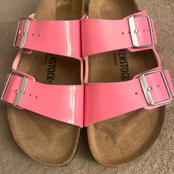 Birkenstock Shoes - Birkenstock Pink Sandals with Silver Buckles